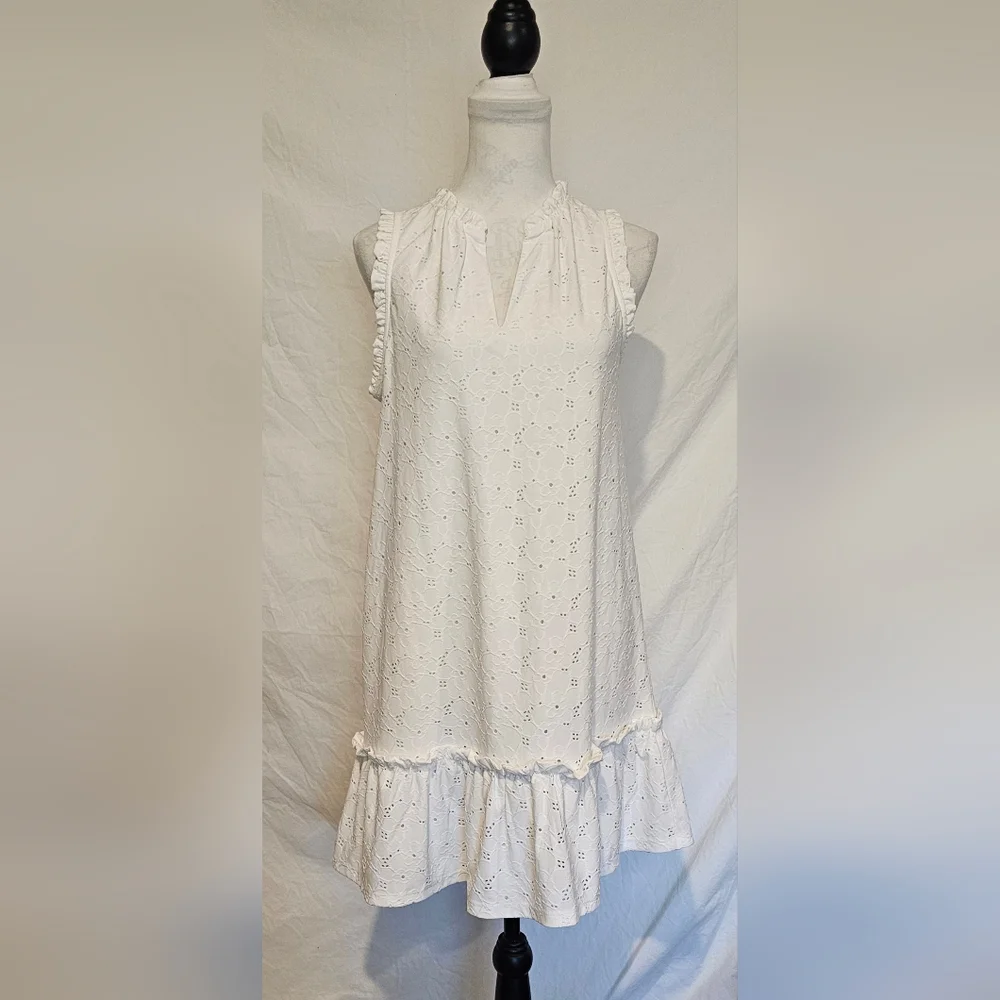 *LIKE NEW* Michael Kors White Eyelet Midi Dress
